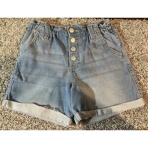 Jordache Shorts Girls 10 Blue Cuffed pockets Stretch 4 Button Up